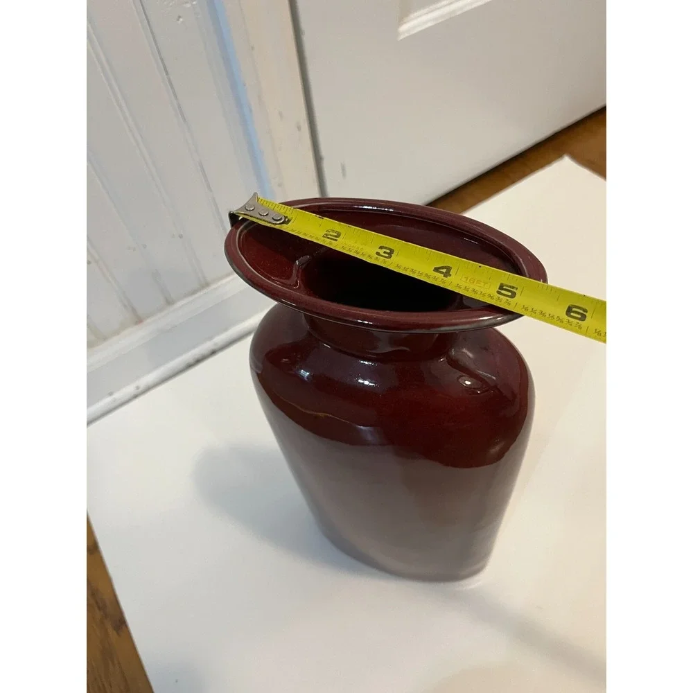 Vintage 13.5 in Tall Glaze‎ Studio Pottery Vase Unmarked Red Burgundy Home decor